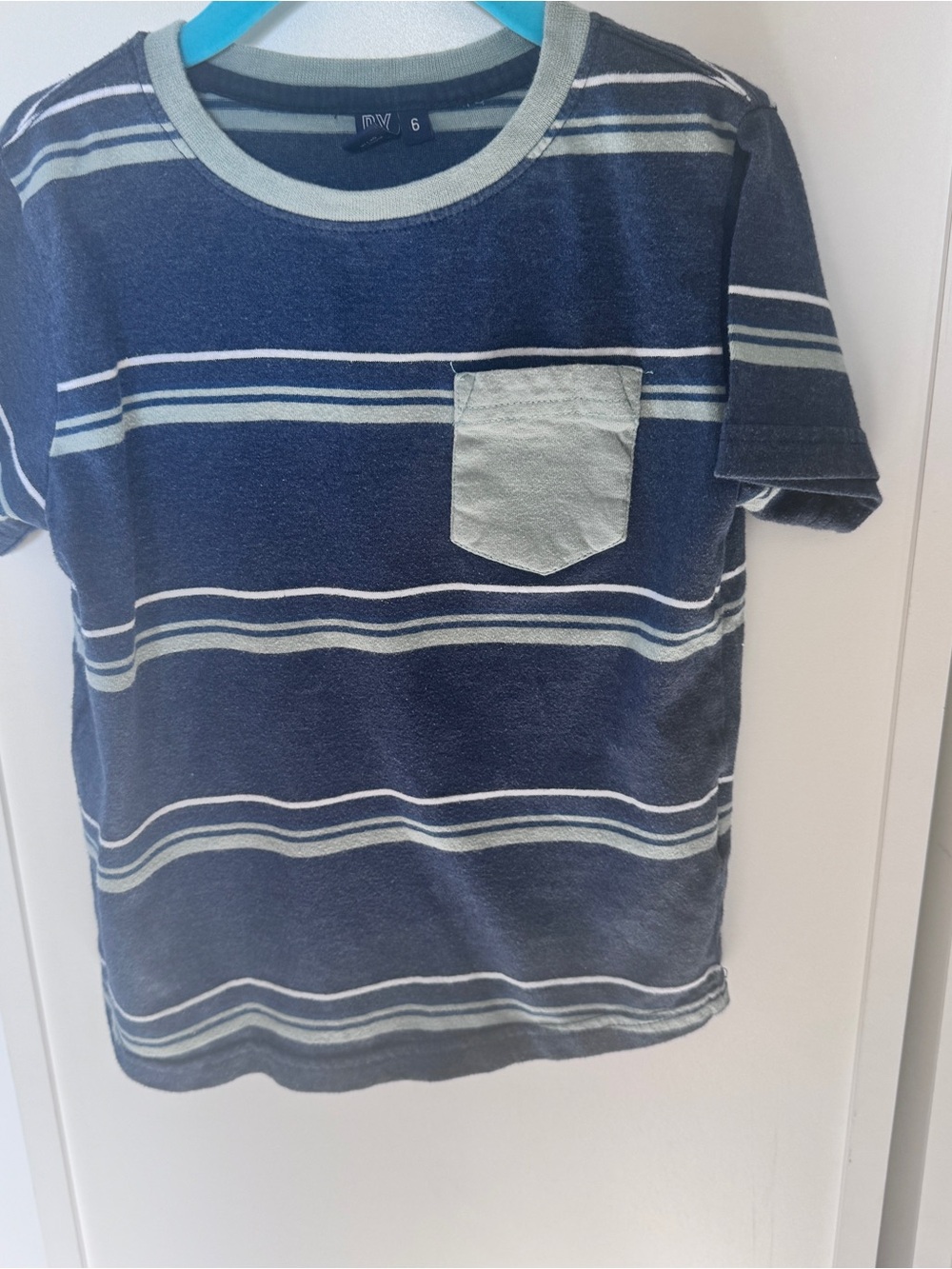 Boys Navy Blue Striped Short Sleeve Tee